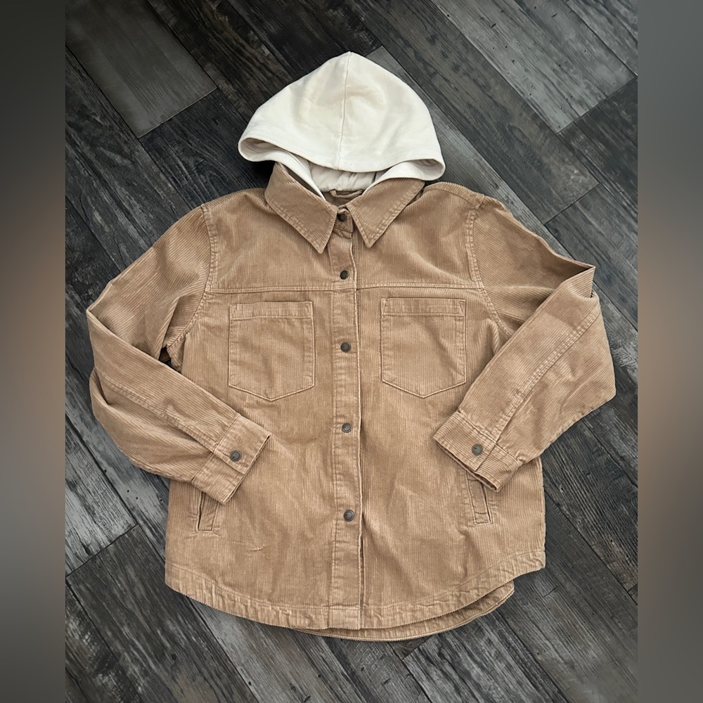 Women’s Tan Corduroy Jacket with Hood